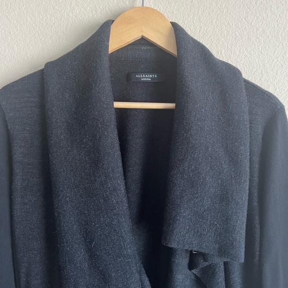 All Saints Merino Wool Open Front Cardigan - Picture 3 of 3